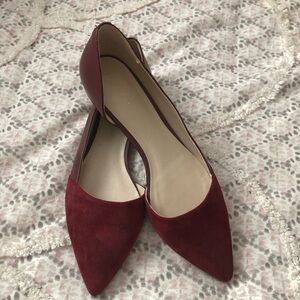 Cole Haan Burgundy Pointed D'Orsay Flats 9.5 M NWOT.